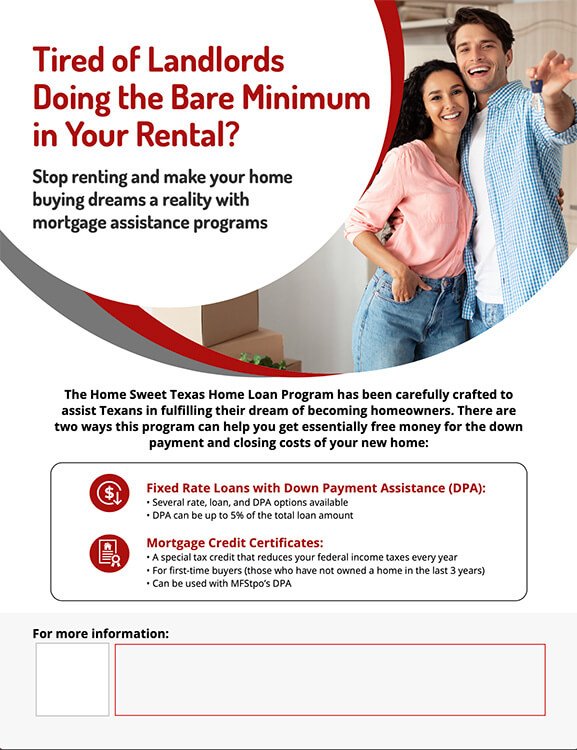 Home Sweet Texas: Mortgage Programs for Renters 1 (1 Field)