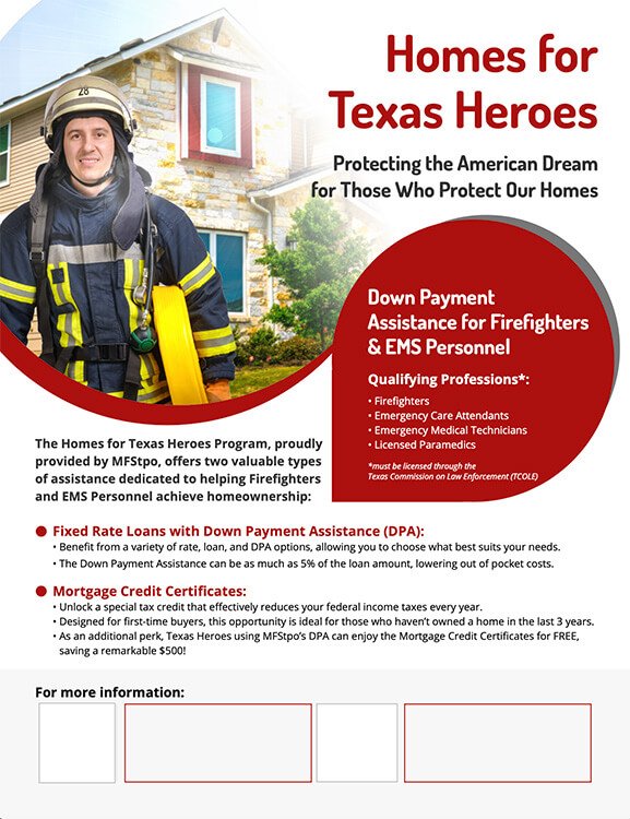 Homes for Texas Heros: Mortgage Programs for Firefighters and EMTs (2 Fields)